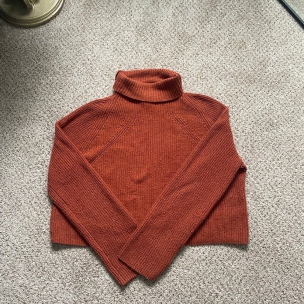 Leith Burnt Orange Turtleneck Sweater
